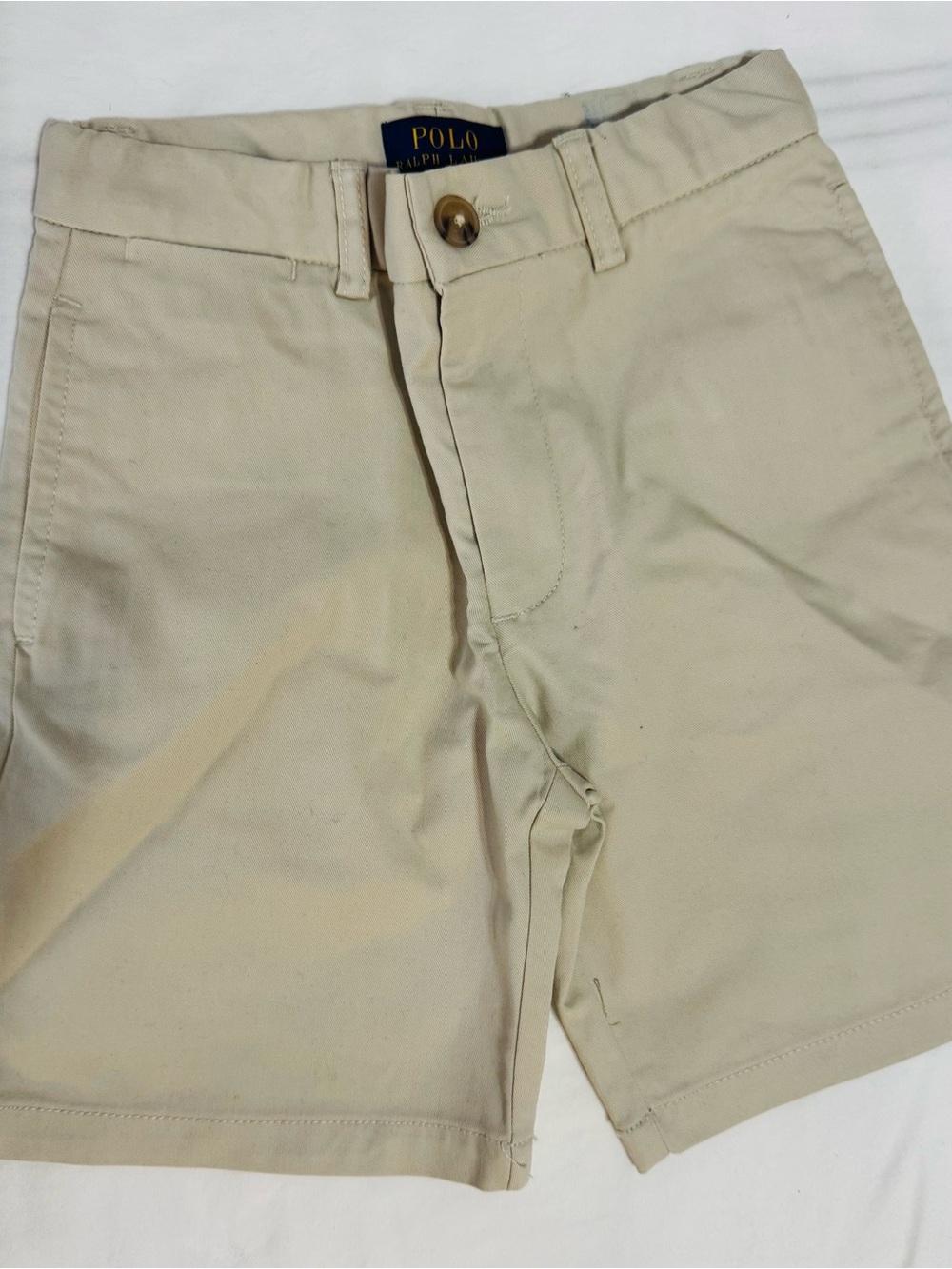 Polo by Ralph Lauren Men's Light Khaki Flat-Front Cotton Shorts